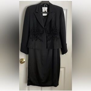 BADGLEY MISCHKA WOMEN'S SKIRT SUIT SIZE 10 FORMAL EVENING BEADED WOOL/SILK U.S.A